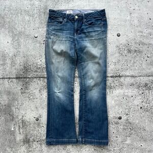 Y2K Gap 1969 Jeans Women 28/6 Blue Bootcut Mid Rise Distressed Long & Lean Denim